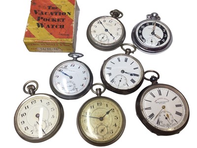 Lot 14 - Seven vintage pocket watches including two silver cased