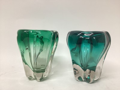 Lot 1154 - Two Whitefriars green Molar vases