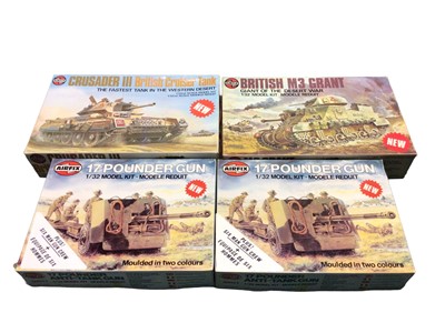 Lot 285 - Airfix 1:35 Scale British Military Vehicles model kitsch Grant Tank No.8365, 15 CWT Truck & 6 PDR Gun No.8367, CMP Field Artillery Tractor No.8368, 155mm Howitzer (x2) & Bedford QL Gun Porte No.836...