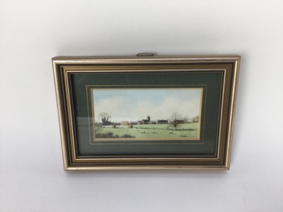 Lot 26 - Robert Hughes (1934-2010), miniature gouache of Winterbourne Bassett, Wiltshire, signed, framed and glazed