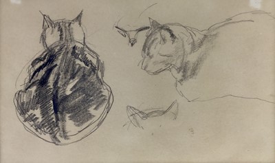Lot 25 - Francis Ernest Jackson (1872-1945), pencil sketches of a seated cat, framed and glazed, the image 16.5cm x 10cm