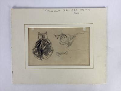 Lot 25 - Francis Ernest Jackson (1872-1945), pencil sketches of a seated cat, framed and glazed, the image 16.5cm x 10cm