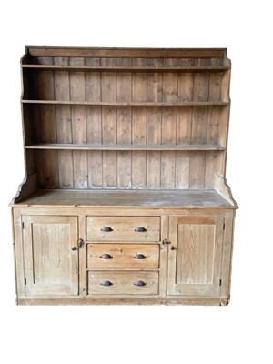 Lot 1215 - Large pine high dresser