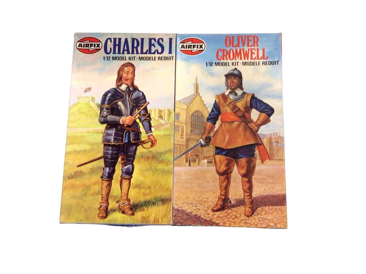 Lot 289 - Airfix 1:12 Scale Kings & Queens etc. model kits including Charles I No.02511, Oliver Cromwell No.2510, Henry VIII No.2501, Anne Boleyn No.3542, Queen Elizabeth I No.3546 & Coldstream Guardsman No....