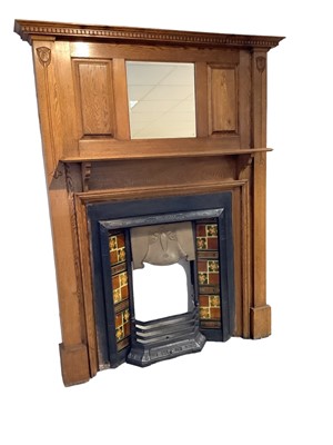 Lot 1690 - Victorian Arts & Crafts oak fireplace, c. 1890-1905