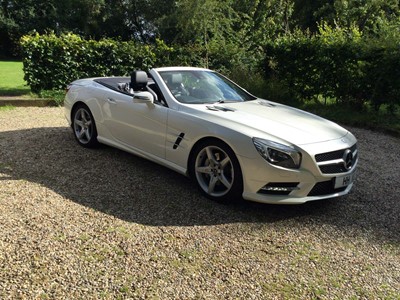 Lot 1549 - 2013 Mercedes SL500 convertible with AMG performance pack ( uprated brakes, wheels and body kit from new) Registration CN13EHU. Twin turbo charged 4.7 litre V8 engine ( 465 bhp) with automatic tran...