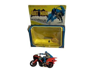 Lot 313 - Corgi Super Heroes die cast toys including Batman's Batbike No.268, Superman's Daily Plant Jetcopter No.929 & Metropolis Police car No.260, Spider-Man's Spidercopter No.928 & Captain Marvel's Porsc...
