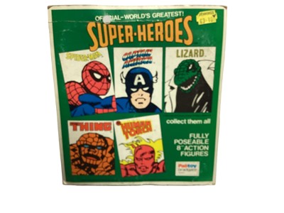 Lot 316 - Palitoy c1976 Super Heroes 8" action figures including DC Comics Penguin & Joker, Marvel Comics Lizard & The Incredible Hulk, all on card with blister packs (4)