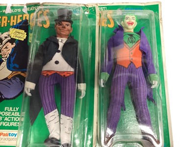 Lot 316 - Palitoy c1976 Super Heroes 8" action figures including DC Comics Penguin & Joker, Marvel Comics Lizard & The Incredible Hulk, all on card with blister packs (4)