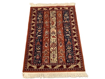 Lot 1718 - Azerbaijani rug, with strip foliate ornament in foliate borders, signed Azerbaijan, 150 x 103cm