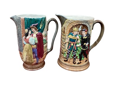 Lot 1169 - Five Beswick Shakespeare jugs including Romeo & Juliet, A Midsummer Night Dream, Hamlet etc, together with a plate and three mugs