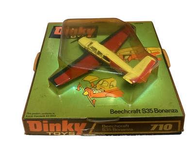 Lot 331 - Dinky diecast Aircraft including Boeing 737 No.717, RAF Dominie No.728, Beechcraft S35 Bonanza No.710 _& SRN 6 Hovercraft No.290, all on bases with bubble pack (4)