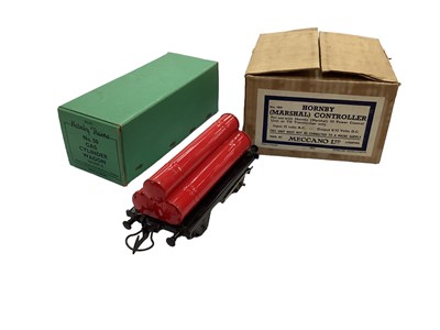 Lot 1869 - Railway Hornby O gauge 0-4-0 locomotive black and red livery boxed tenders (x2). No 50 Gas Cylinder Wagon 42156 also boxed. Plus some unboxed rolling stock and accessories, controller and various t...