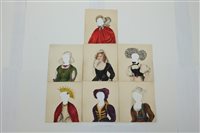 Lot 2555 - Mid-19th century set of watercolour disguise...