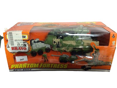 Lot 347 - Matchbox Mission Bravo Phantom Fortess, in window box No.35976, Lone Star Anti-Tank Gun No.1521 & Twin Pom Pom Trailer No. 1526, both boxed (3)