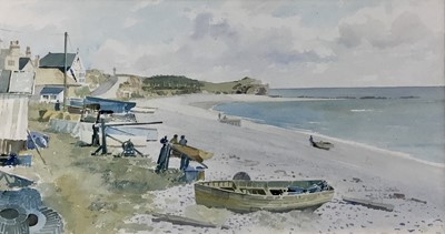 Lot 318 - Mark Gibbons (b.1949) watercolour, Boats at Budleigh Salterton, framed and glazed