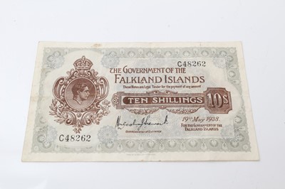 Lot 483 - Falklands - George VI Ten Shilling banknote prefix/number C48262