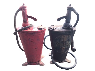 Lot 981 - Regent Oil Co hand crank oil dispenser together with another similar Texaco oil dispenser (2)