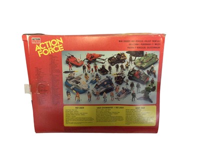 Lot 351 - Palitoy Action Man Action Force Laser Exterminator & Red Laser action figure, boxed window damaged, plus Roboskull & Red Wolf, boxed (2)