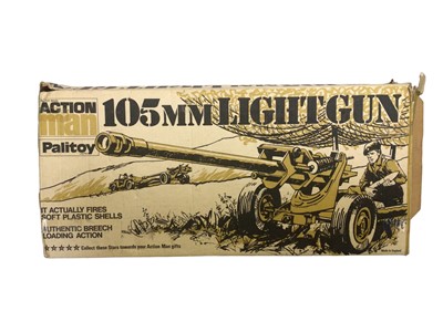 Lot 356 - PalitoyAction Man 105mm Light Gun (used condition) boxed No.34720 (1)