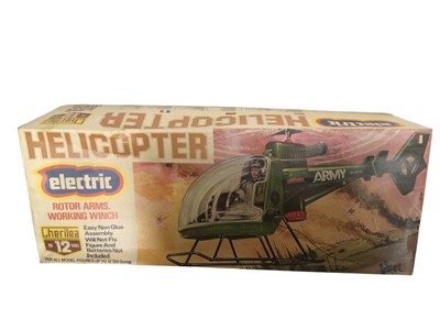 Lot 358 - Cherilea Big 12 Series Helicopter with electric roof arms and working winch, boxed ( lid torn and crumpled) with original packaging No.2610 (1)