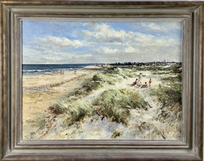 Lot 227 - John Sutton (b.1935) oil on canvas - The Sand Dunes at Walberswick, signed, titled verso, framed