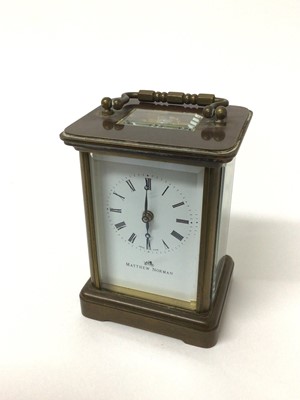 Lot 11 - Matthew Norman brass cased carriage clock - in working order