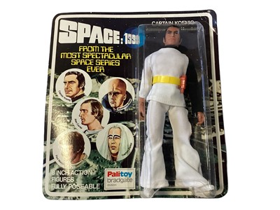 Lot 375 - Palitoy c1979 Space 1999 8" action figure Captain Koenig, Commander, Alpha Moonbase, on card with blister pack No.22830, plus CEJI French Group Action Joe c1979 Radar a Ultra-Sons No.7968 & Turboco...