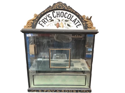 Lot 2426 - Fry's Chocolate cabinet, the top sign with painted cocoa bean and leaves, the centre with etched 'By Special Royal Appointment' crest, also etched 'Choice Chocolate' below, the bottom carved 'J. S....