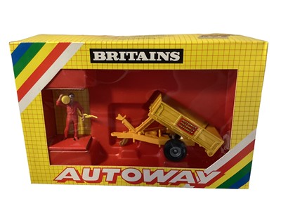 Lot 379 - Britains Autoway including Liquid Tanker No.9836 (short production), Tipping Trailer No.9835 & Rear Dump No.9837, all boxed (3)