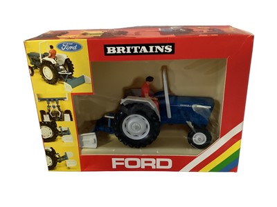 Lot 380 - Britains Ford Tractor and Yard Scraper No.9516, Jeep No.9421 & Tipper Truck No.9583, all boxed (3)