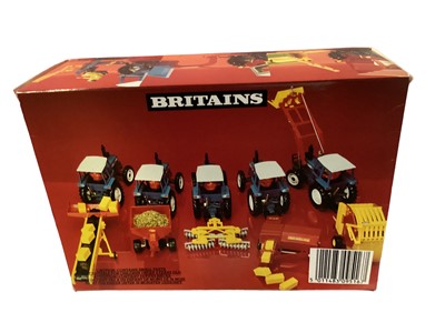 Lot 380 - Britains Ford Tractor and Yard Scraper No.9516, Jeep No.9421 & Tipper Truck No.9583, all boxed (3)