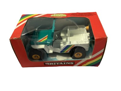 Lot 380 - Britains Ford Tractor and Yard Scraper No.9516, Jeep No.9421 & Tipper Truck No.9583, all boxed (3)