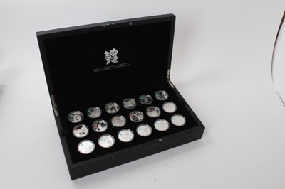 Lot 446 - G.B. - Royal Mint 'A Celebration of Britain' £5 silver proof eighteen coin collection (N.B. Cased with Certificates of Authenticity) (1 coin set)