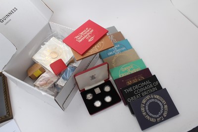 Lot 450 - G.B. - Mixed coinage to include Royal Mint proof sets 1970-1979 (N.B. 10 sets), silver proof £1 four coin set 1984-1987 (N.B. Cased), Piedfort £1 1984 (N.B. Cased with Certificate of Authenticity),...