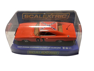 Lot 1909 - Scalextric 1969 Dodge Charger "Dukes of Hazard" C3044, 1967 Mercury Cougar Trams-Am No.98 Dan Gurney C3418, 1970 Chevrolet Camaro No.48 C3219, 1970 Chevrolet Camaro No.1 C2896, 1969 Dodge Charger R...