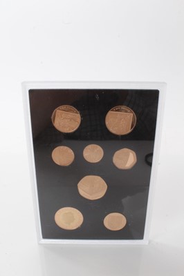 Lot 465 - G.B. - Royal Mint gold proof definitive eight coin set 2015 to include £2, £1, 50p, 20p, 10p, 5p, 2p & 1p coins (N.B. Estimated total Wt. of coins 101gms, in plastic case but without Certificate of...