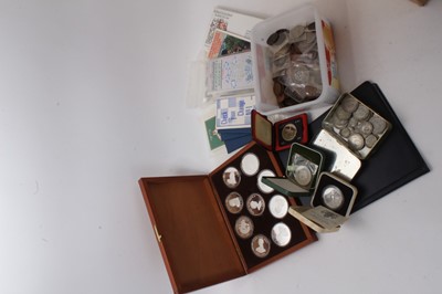 Lot 479 - G.B. - Mixed coins & medallions to include 'Queens of the British Isles' sterling silver nine medal collection (N.B. Cased), Royal Mint proof sets 1970, 1972, 1973, 1974, 1975, 1976, pre 1947 silve...