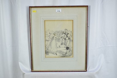 Lot 1179 - Ernest Howard Shepard (1879-1976) signed illustration - Morris Dancer and partner, signed, 26cm x 20cm, framed