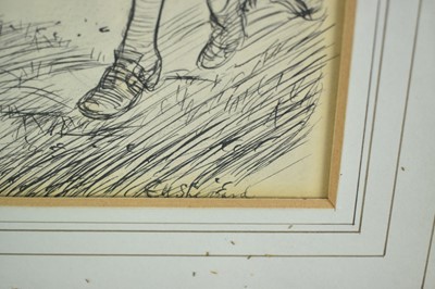 Lot 1179 - Ernest Howard Shepard (1879-1976) signed illustration - Morris Dancer and partner, signed, 26cm x 20cm, framed
