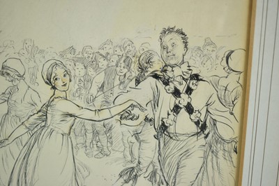 Lot 1179 - Ernest Howard Shepard (1879-1976) signed illustration - Morris Dancer and partner, signed, 26cm x 20cm, framed
