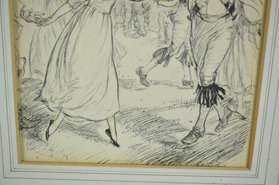 Lot 1179 - Ernest Howard Shepard (1879-1976) signed illustration - Morris Dancer and partner, signed, 26cm x 20cm, framed