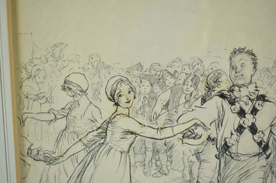 Lot 1179 - Ernest Howard Shepard (1879-1976) signed illustration - Morris Dancer and partner, signed, 26cm x 20cm, framed