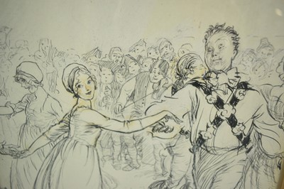 Lot 1179 - Ernest Howard Shepard (1879-1976) signed illustration - Morris Dancer and partner, signed, 26cm x 20cm, framed