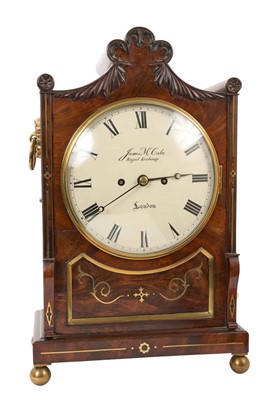 Lot 756 - Regency bracket clock by James McCabe, London in Gothic taste mahogany case with brass inlay.