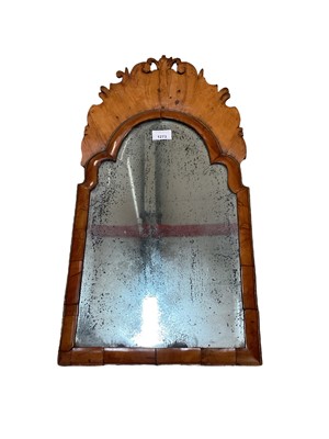 Lot 1273 - Early 18th century walnut fretwork mirror with original plate