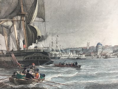 Lot 72 - The Port of Liverpool - Victorian hand-coloured engraving by James Carter after Chambers, 58cm x 85cm, framed and glazed