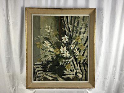 Lot 43 - Ena Russell, 20th Century oil on canvas, still life of flowers in a vase, signed, 65cm x 55cm, framed