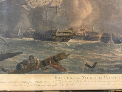 Lot 45 - Battle of the Nile - set of four 19th century coloured engravings by Robert Dodd, in verre eglomise gilt frames