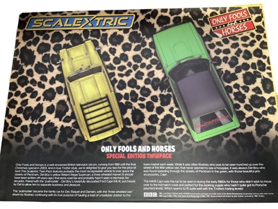 Lot 1916 - Scalextric Special  Edition twinpack Only Fools & Horses Robin Reliant Trotters Independent trading Co & green Ford Cortina, in Display Presentation box C4179A (10